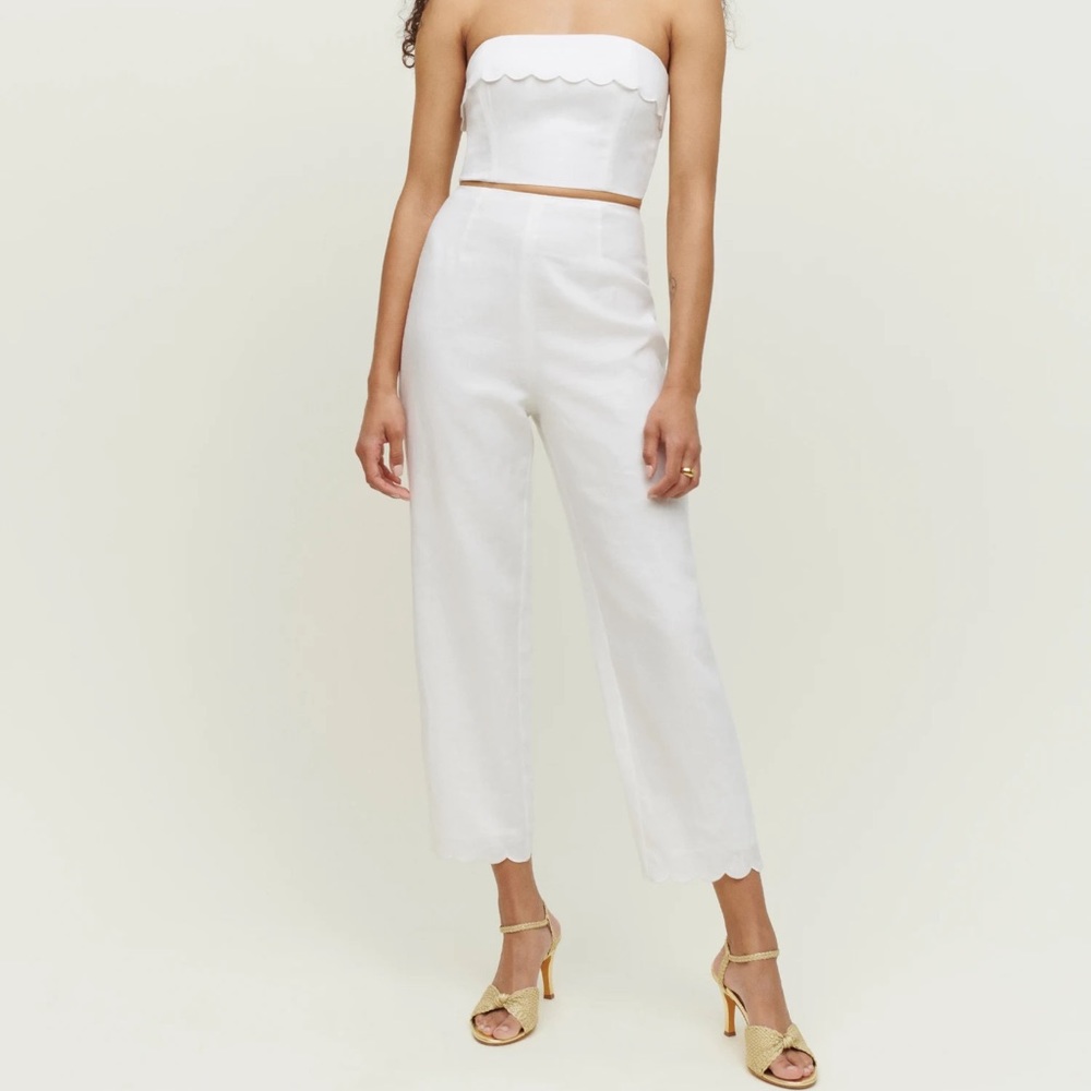 Reformation Scalloped Linen Pants NWT